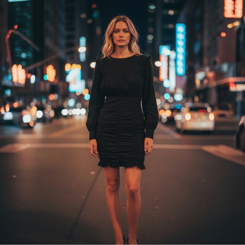 Elegant Black Long Sleeve Dress